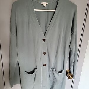 J.jill Blue  Cardigan Sweater Sz Medium Long Length